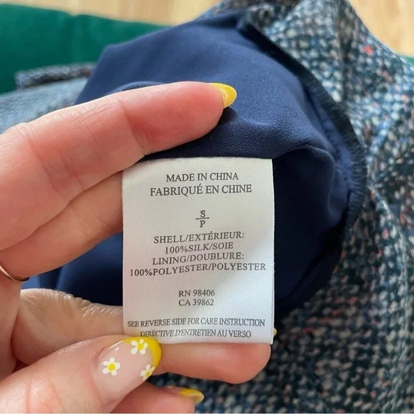 Theory Multi Tweed-Print Hodal C Silk Georgette Sleeveless Top EUC Size Small - Picture 9 of 11